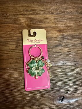 Juicy Couture Gold and Green Four-Leaf Clover Keychain